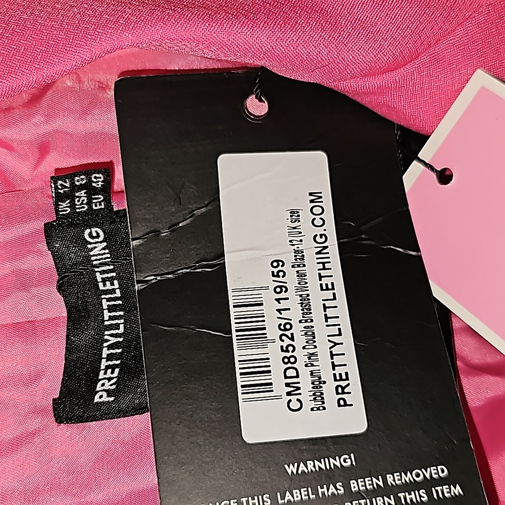 NWT Pretty Little Thing Bubblegum Pink Double Breasted Jacket (8) - Picture 2 of 4
